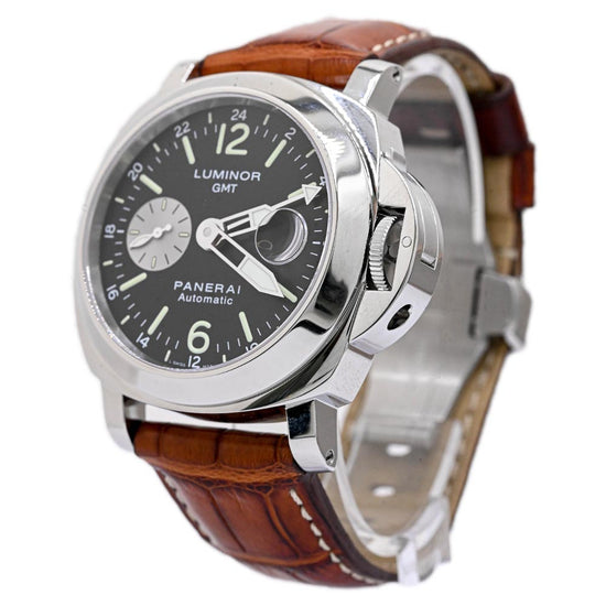 Load image into Gallery viewer, Panerai Men&amp;#39;s Luminor GMT Stainless Steel 44mm Black Dial Watch Reference #: PAM0088 - Happy Jewelers Fine Jewelry Lifetime Warranty
