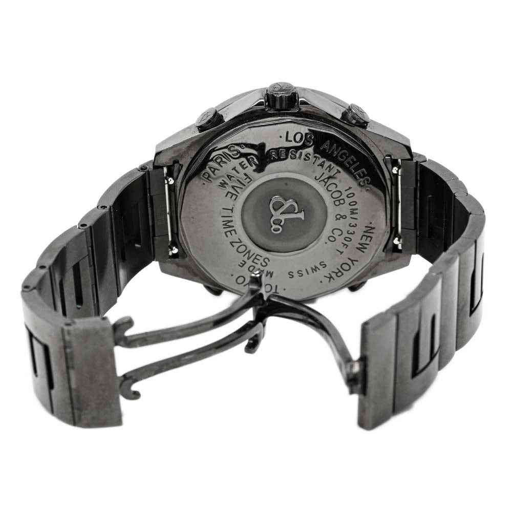 Jacob And Co Mens Five Time Zone Black Dial Watch - Happy Jewelers Fine Jewelry Lifetime Warranty