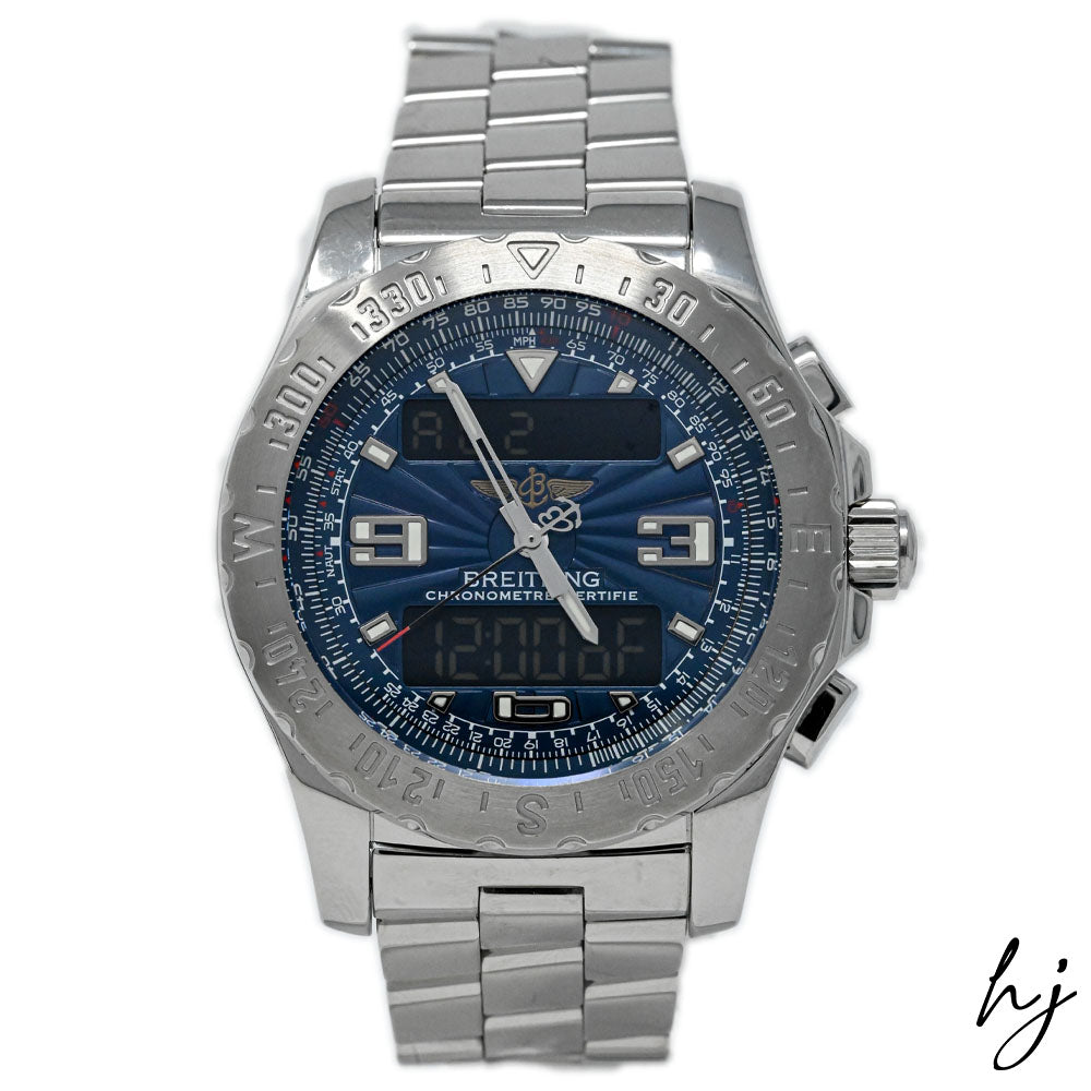 Breitling Men's AirWolf Stainless Steel 43.5mm Blue Digital Dial Watch Reference #: A78363 - Happy Jewelers Fine Jewelry Lifetime Warranty