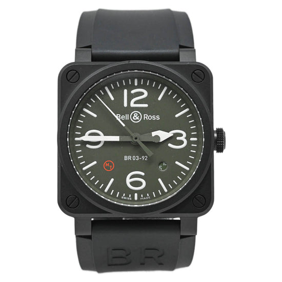 Bell & Ross Men's Military Type Ceramic 42mm Khaki Green Dial Watch Reference #: BR0392-MIL-CE - Happy Jewelers Fine Jewelry Lifetime Warranty