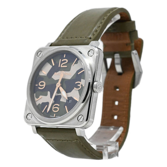 Load image into Gallery viewer, Bell &amp;amp; Ross Men&amp;#39;s Aviation Stainless Steel 39mm Khaki Green Camo Dial Watch Reference #: BRS-CK-ST/SCA - Happy Jewelers Fine Jewelry Lifetime Warranty
