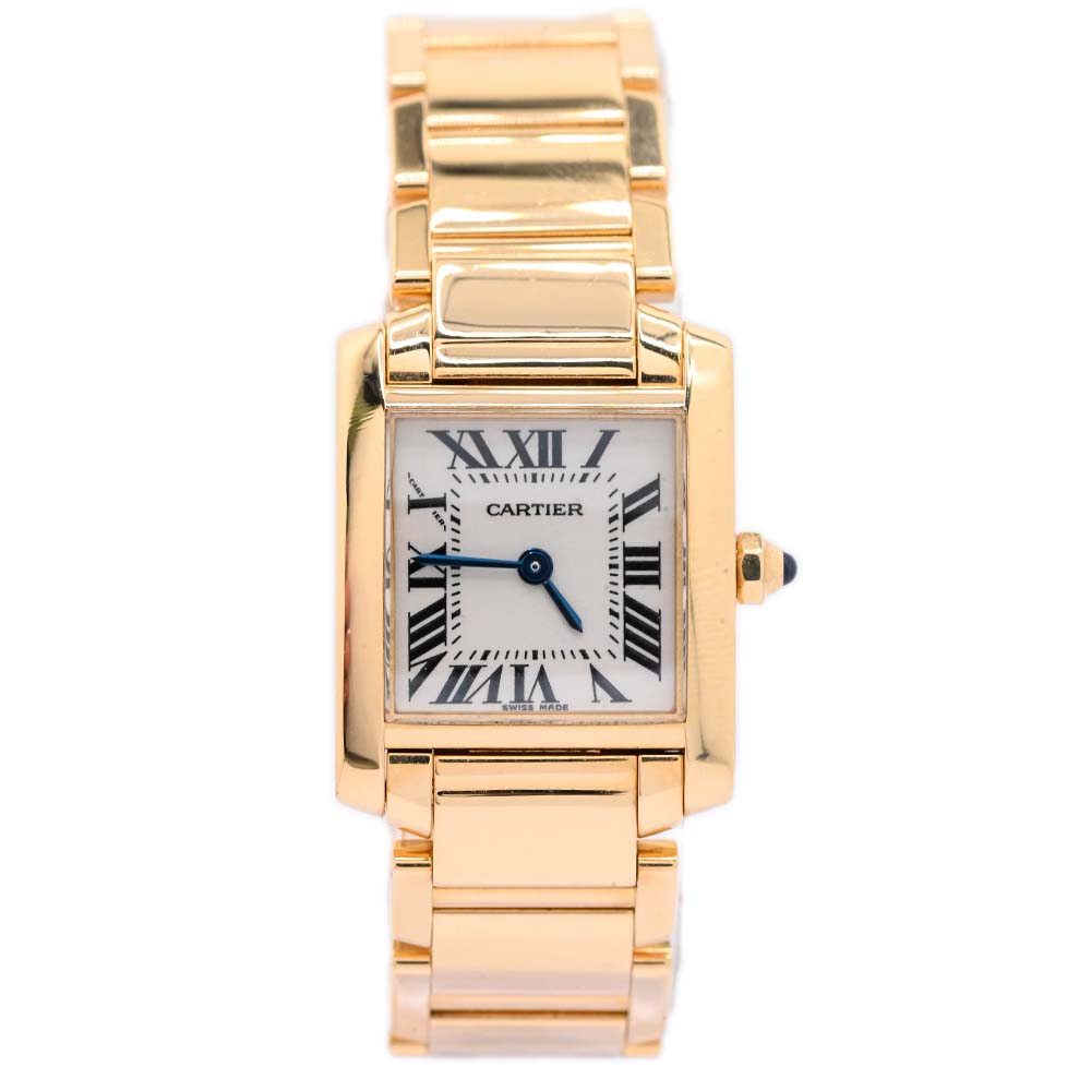 Cartier Tank Francaise Ladies 25mm x 20mm 18K Yellow Gold Case, White Roman dial Watch Reference #: Ref# W50002N2 - Happy Jewelers Fine Jewelry Lifetime Warranty
