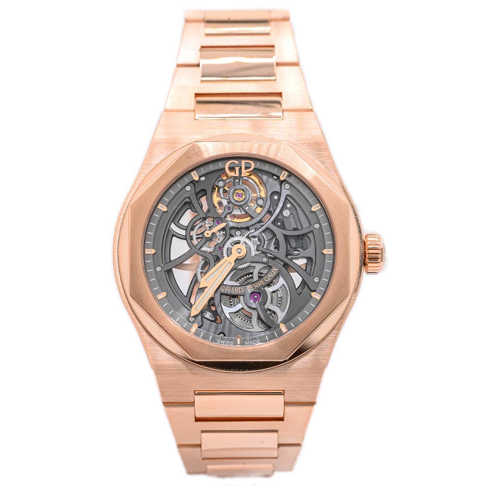 NEW! Girard Perregaux Men's Rose Gold 44mm Skelet Laureato Skeleton Dial Watch Ref# 81015-52-002-52A - Happy Jewelers Fine Jewelry Lifetime Warranty