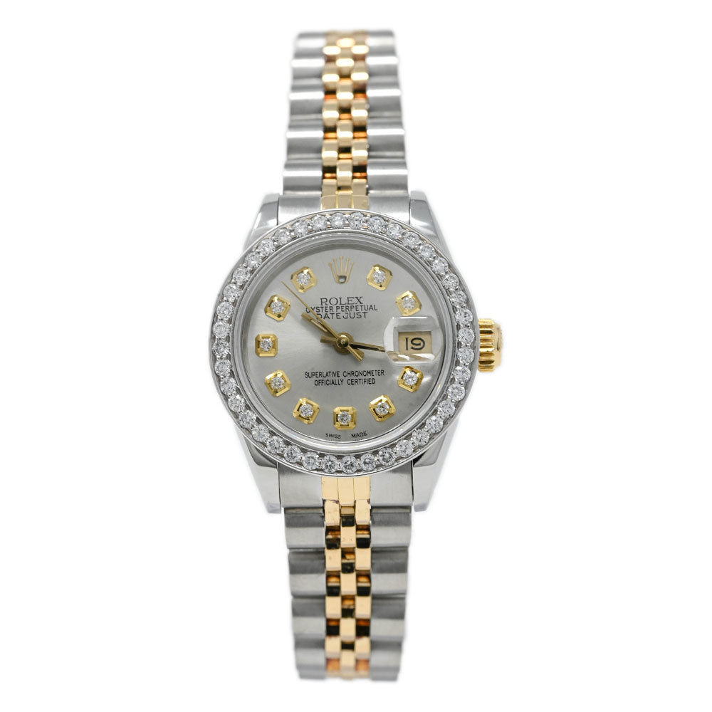 Rolex Ladies Datejust Yellow Gold & Stainless Steel 26mm Custom Champagne Diamond Dial Watch Reference# 69173 - Happy Jewelers Fine Jewelry Lifetime Warranty