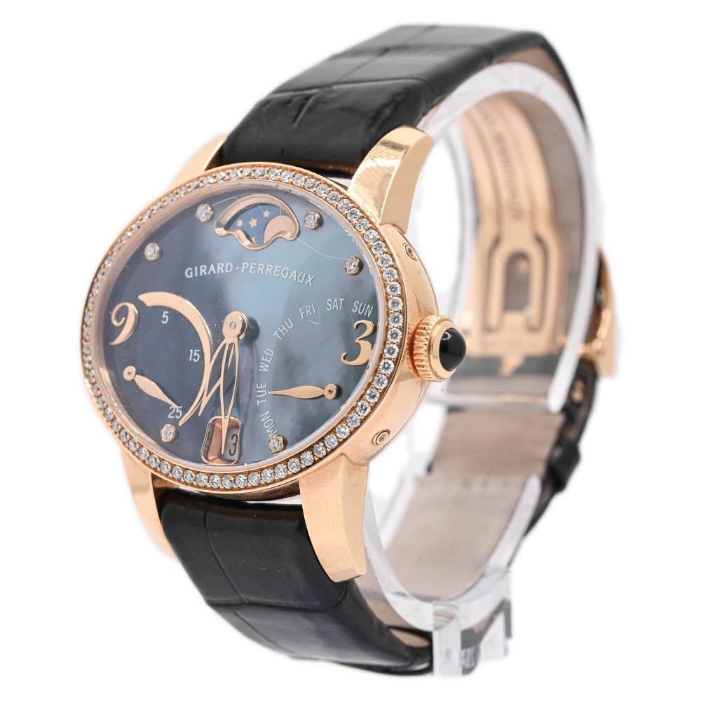 Girard Perregaux Rose Gold 35mm Black MOP Diamond Dial Watch Reference #: 80485 - Happy Jewelers Fine Jewelry Lifetime Warranty