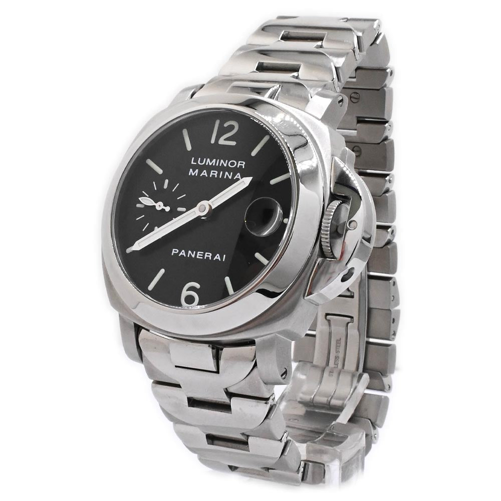 Panerai Men's Luminor Marina Stainless Steel 40mm Black Dial Watch Reference #: PAM00050 - Happy Jewelers Fine Jewelry Lifetime Warranty