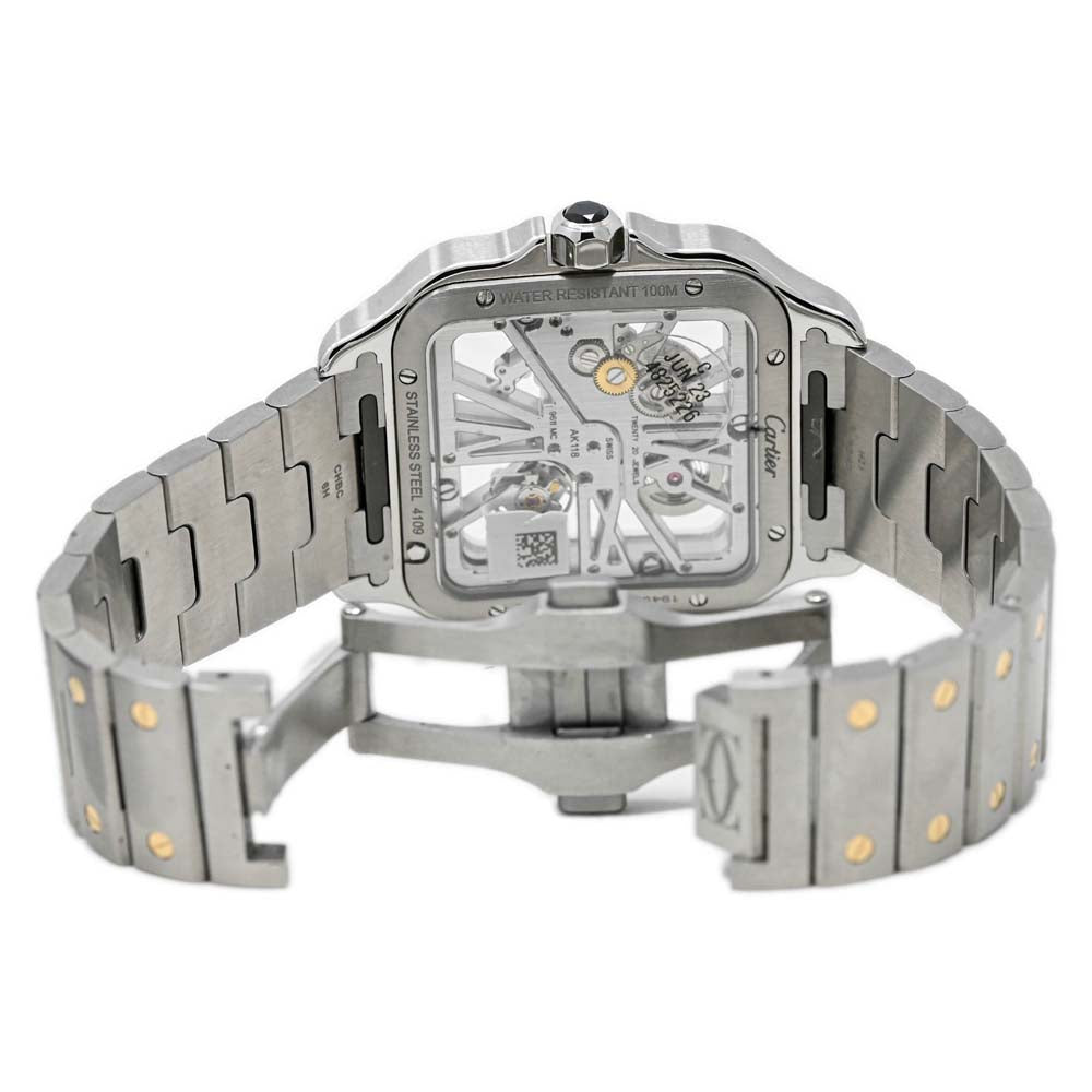 Cartier Mens Skeleton Horloge Santos Two Tone Stainless Steel and Yellow gold 40mm Skeleton Dial Watch Reference $ - Happy Jewelers Fine Jewelry Lifetime Warranty