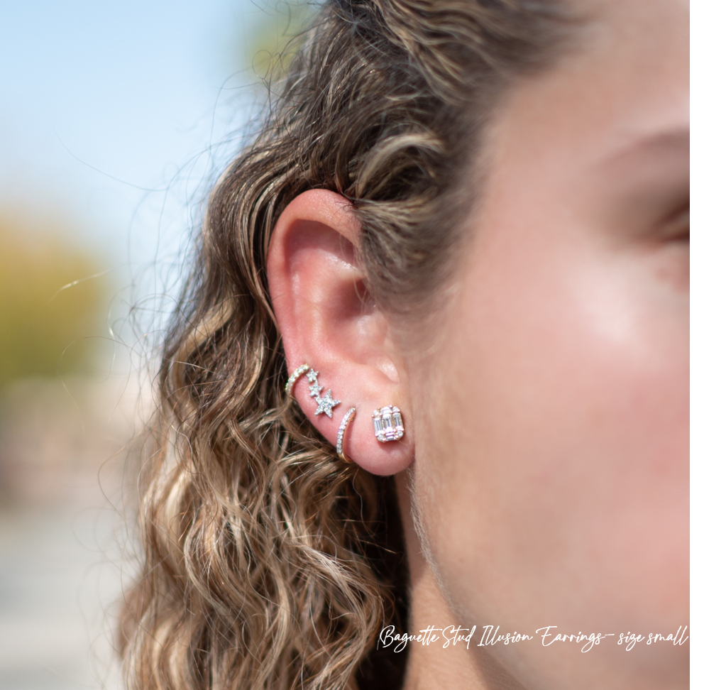 Baguette Stud Illusion Earrings - Happy Jewelers Fine Jewelry Lifetime Warranty