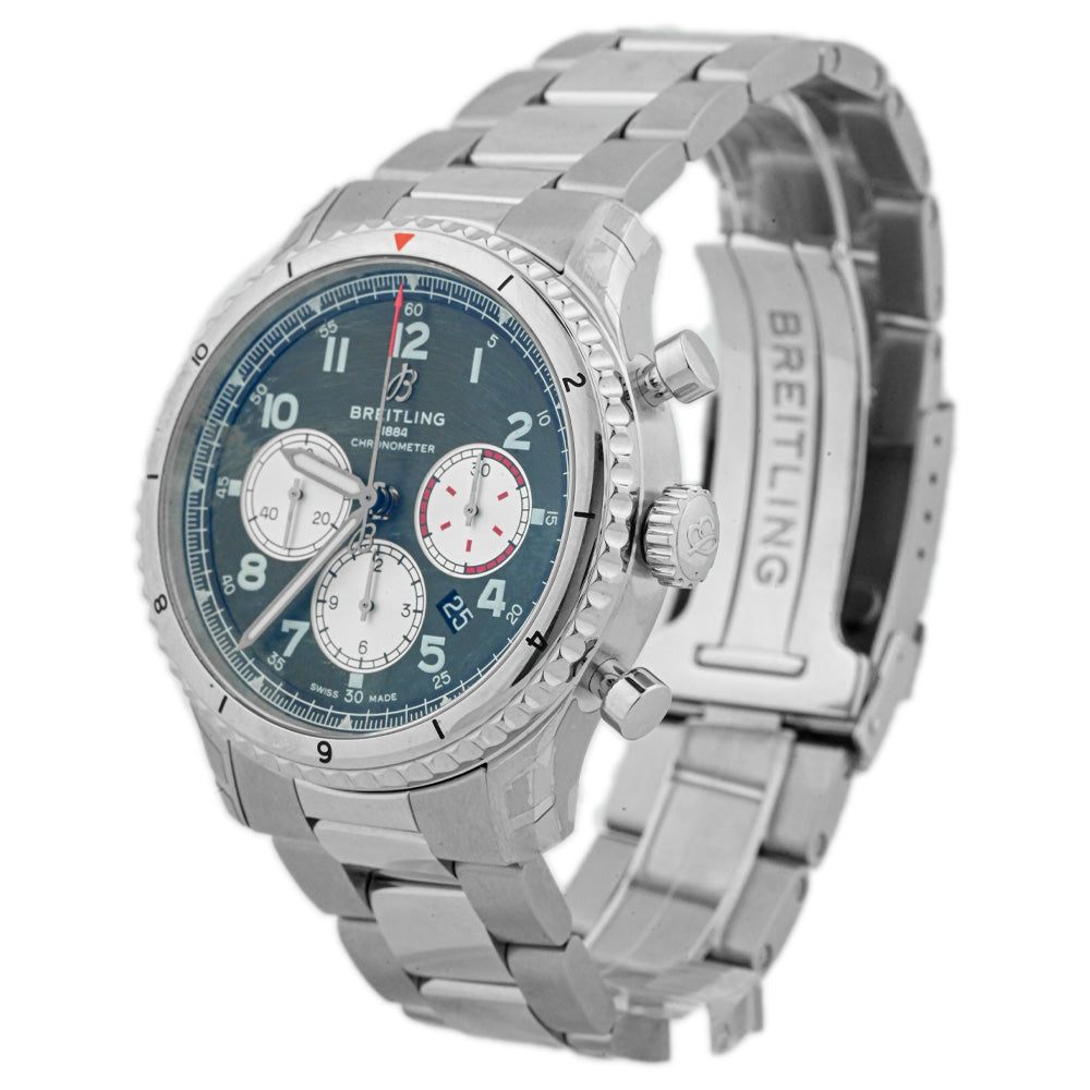 Breitling Men's Aviator 8 Curtiss Warhawk Stainless Steel 43mm Green Chronograph Dial Watch Reference #: AB01192A1L1A1 - Happy Jewelers Fine Jewelry Lifetime Warranty