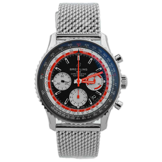 Breitling Men's Navitimer B01 Stainless Steel 43mm Black Chronograph Stick Dial Watch Reference #: AB01211B1B1A1 - Happy Jewelers Fine Jewelry Lifetime Warranty