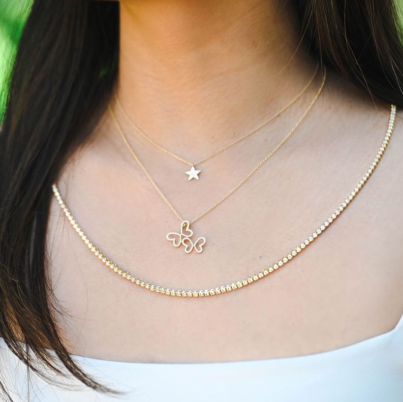Diamond butterfly necklace 18k white & rose gold - Quinn's Goldsmith
