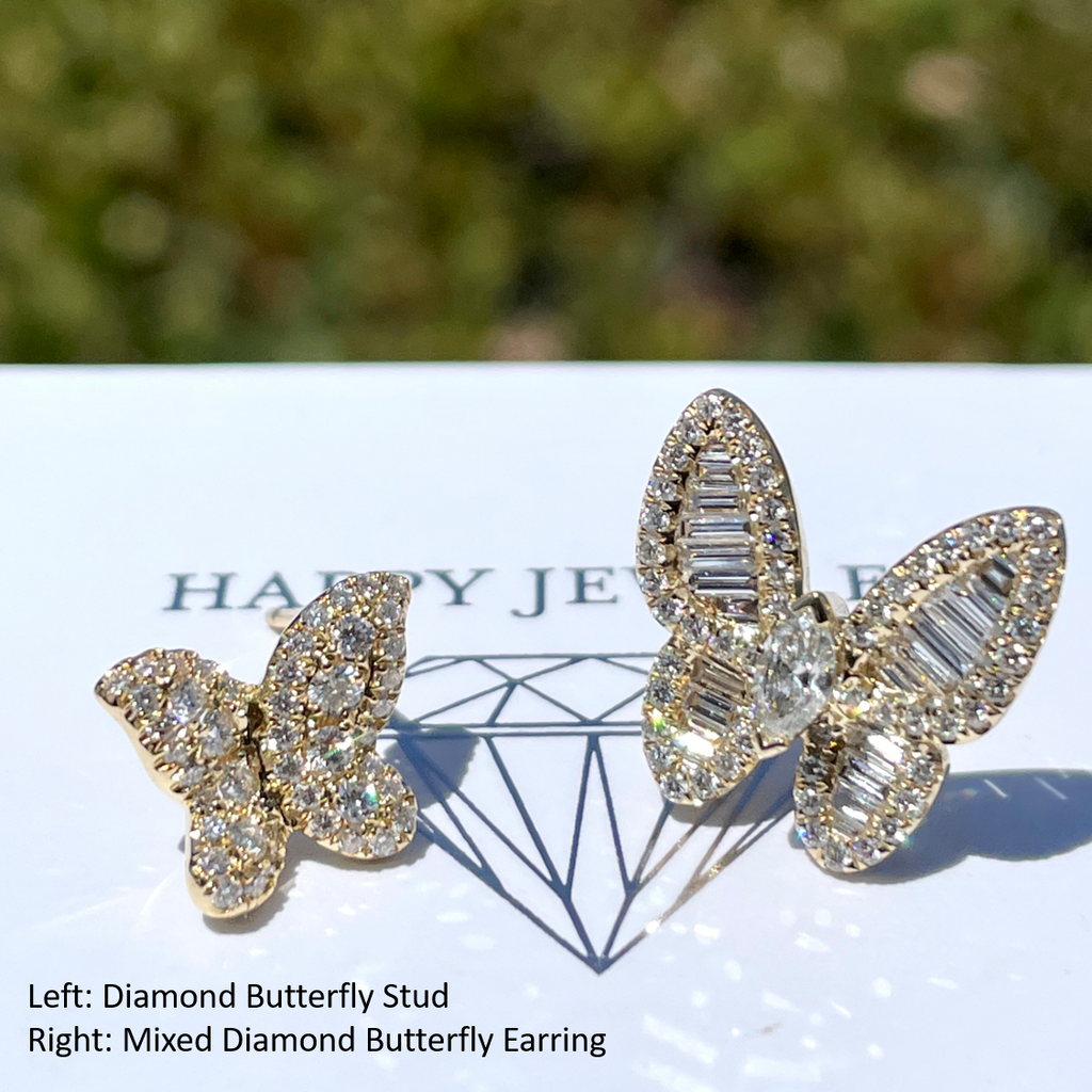 Mixed Diamond Butterfly Earrings - Happy Jewelers Fine Jewelry Lifetime Warranty
