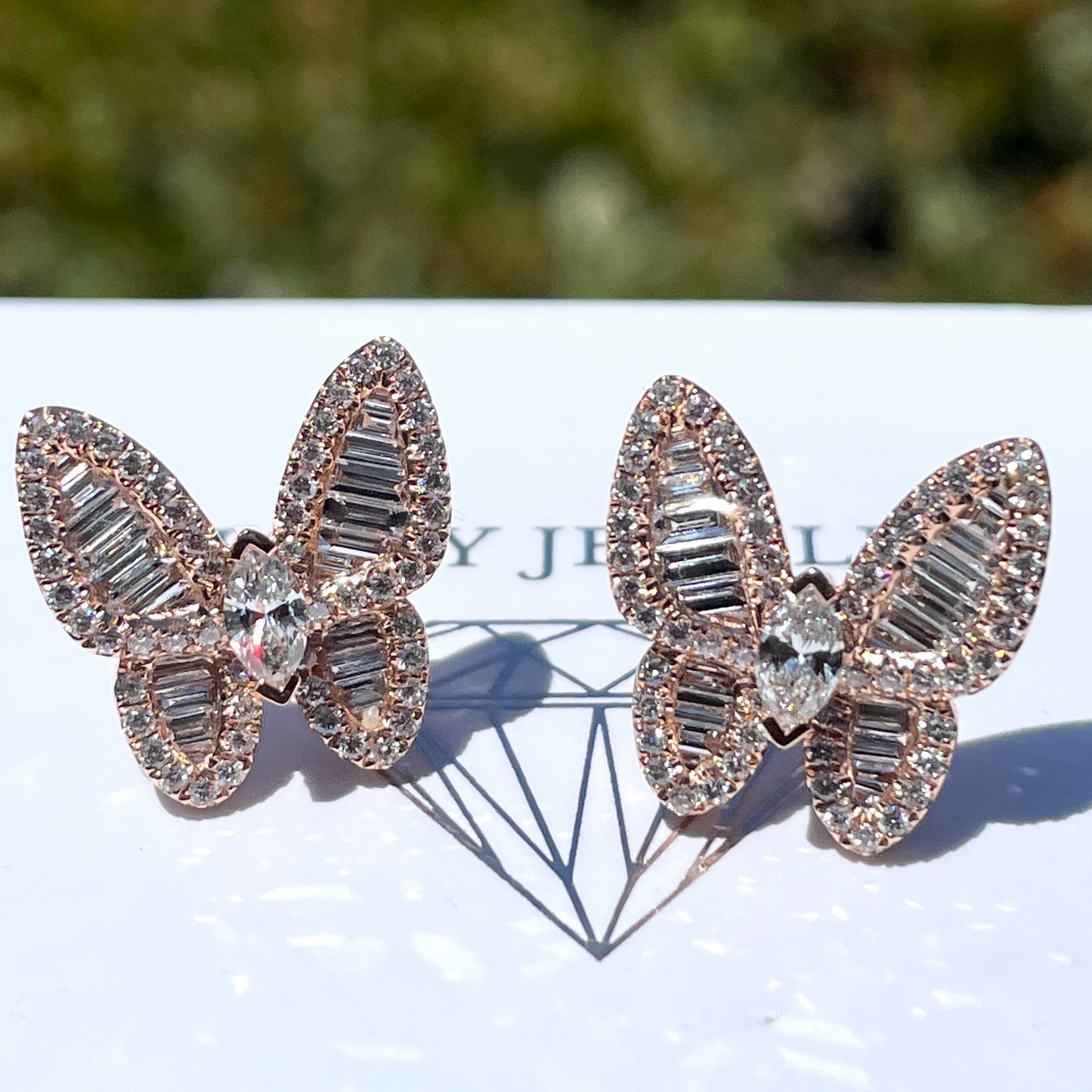 Gold and diamond butterfly earrings Clearance