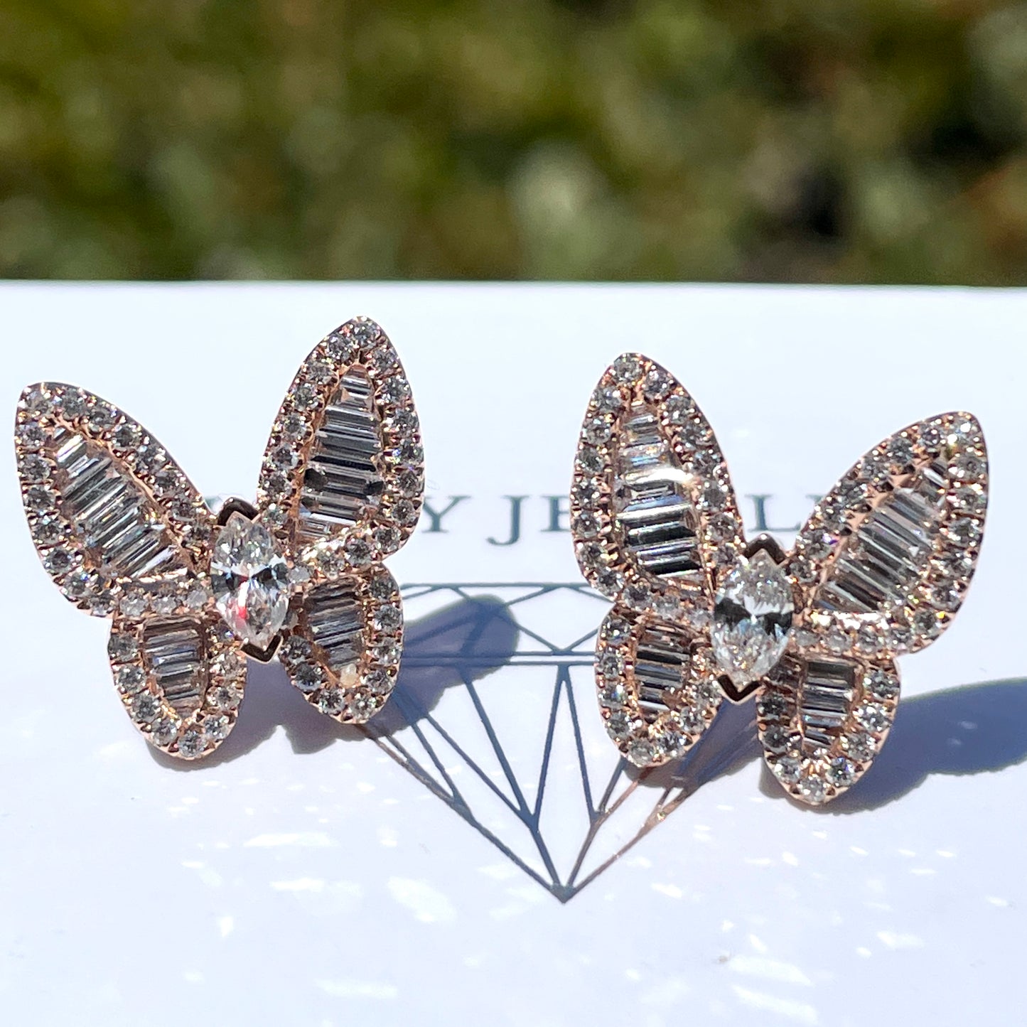 Load image into Gallery viewer, Mixed Diamond Butterfly Earrings - Happy Jewelers Fine Jewelry Lifetime Warranty
