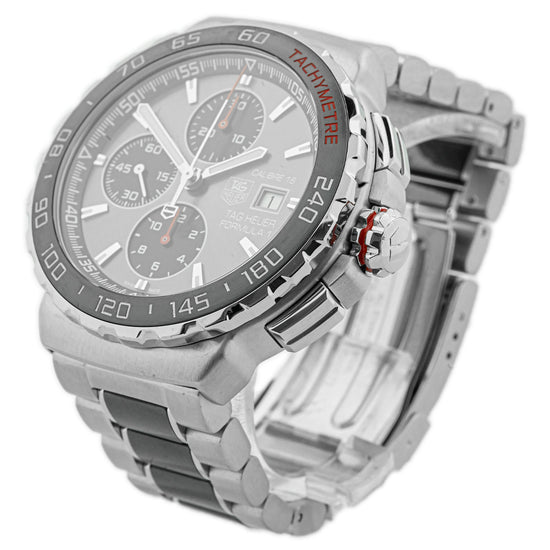 Load image into Gallery viewer, Tag Heuer Men&amp;#39;s Formula 1 Chronograph Stainless Steel &amp;amp; Ceramic 44mm Anthracite Stick Dial Watch Reference #: CAU2011.BA0873 - Happy Jewelers Fine Jewelry Lifetime Warranty
