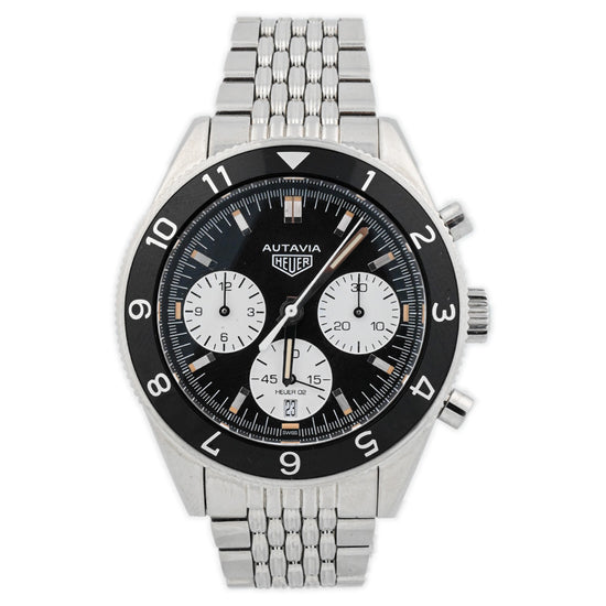 Load image into Gallery viewer, Tag Heuer Men&amp;#39;s Autavia Stainless Steel 42mm Black Chronograph Stick Dial Watch Reference #: CBE2110.BA0687 - Happy Jewelers Fine Jewelry Lifetime Warranty
