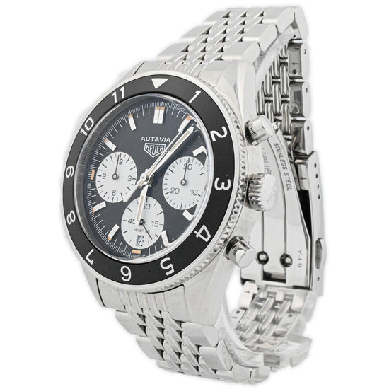 Load image into Gallery viewer, Tag Heuer Men&amp;#39;s Autavia Stainless Steel 42mm Black Chronograph Stick Dial Watch Reference #: CBE2110.BA0687 - Happy Jewelers Fine Jewelry Lifetime Warranty
