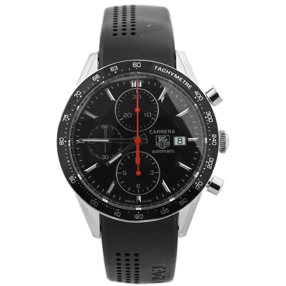 Tag Heuer Men's Carrera Chronograph Stainless Steel 41mm Black Stick Dial Watch Reference #: CV2014.FT6014 - Happy Jewelers Fine Jewelry Lifetime Warranty