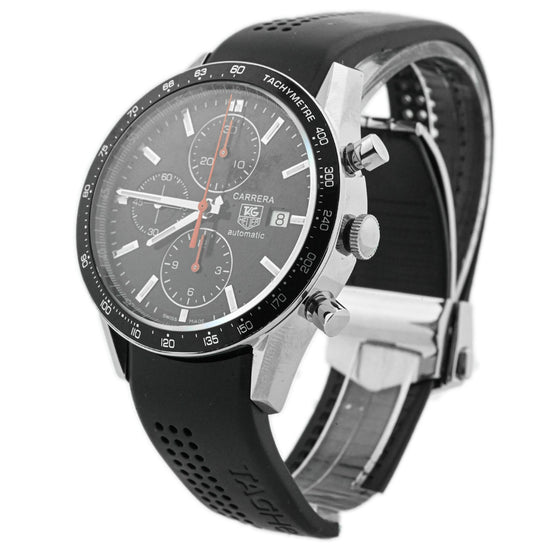 Load image into Gallery viewer, Tag Heuer Men&amp;#39;s Carrera Chronograph Stainless Steel 41mm Black Stick Dial Watch Reference #: CV2014.FT6014 - Happy Jewelers Fine Jewelry Lifetime Warranty
