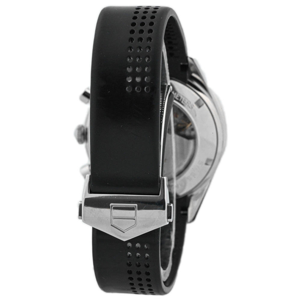Tag Heuer Carrera Black Dial Rubber Strap Chronograph Mens Watch CV2014