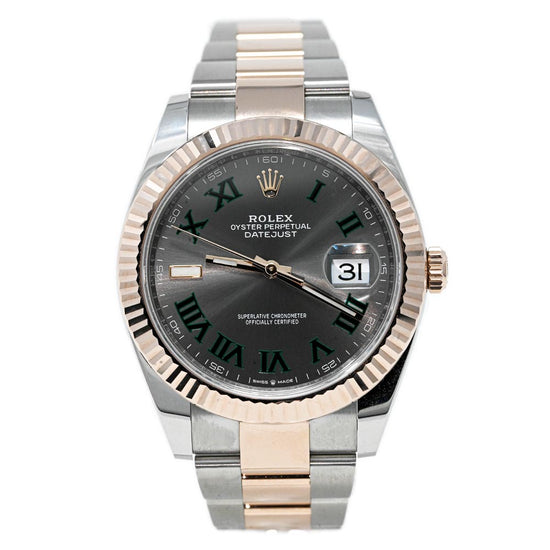 Load image into Gallery viewer, Rolex Men&amp;#39;s Datejust 41 18K Rose Gold &amp;amp; Steel 41mm Wimbledon Dial Watch Reference #: 126331 - Happy Jewelers Fine Jewelry Lifetime Warranty
