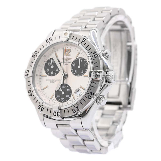 Breitling Men's Colt Stainless Steel 38mm White Chronograph Dial Watch Reference #: A53035 - Happy Jewelers Fine Jewelry Lifetime Warranty