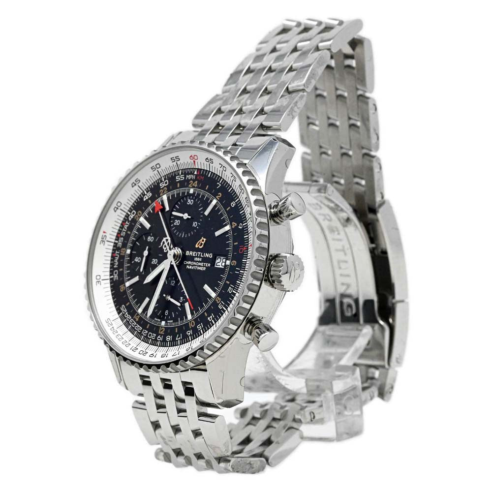 Breitling Men's Navitimer Stainless Steel 46mm Black Chronograph Dial Watch Reference #: A24322 - Happy Jewelers Fine Jewelry Lifetime Warranty