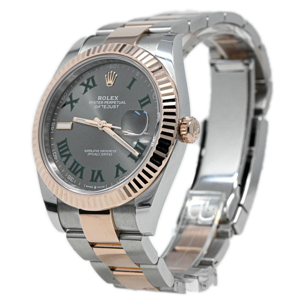 Rolex Men's Datejust 41 18K Rose Gold & Steel 41mm Wimbledon Dial Watch Reference #: 126331 - Happy Jewelers Fine Jewelry Lifetime Warranty