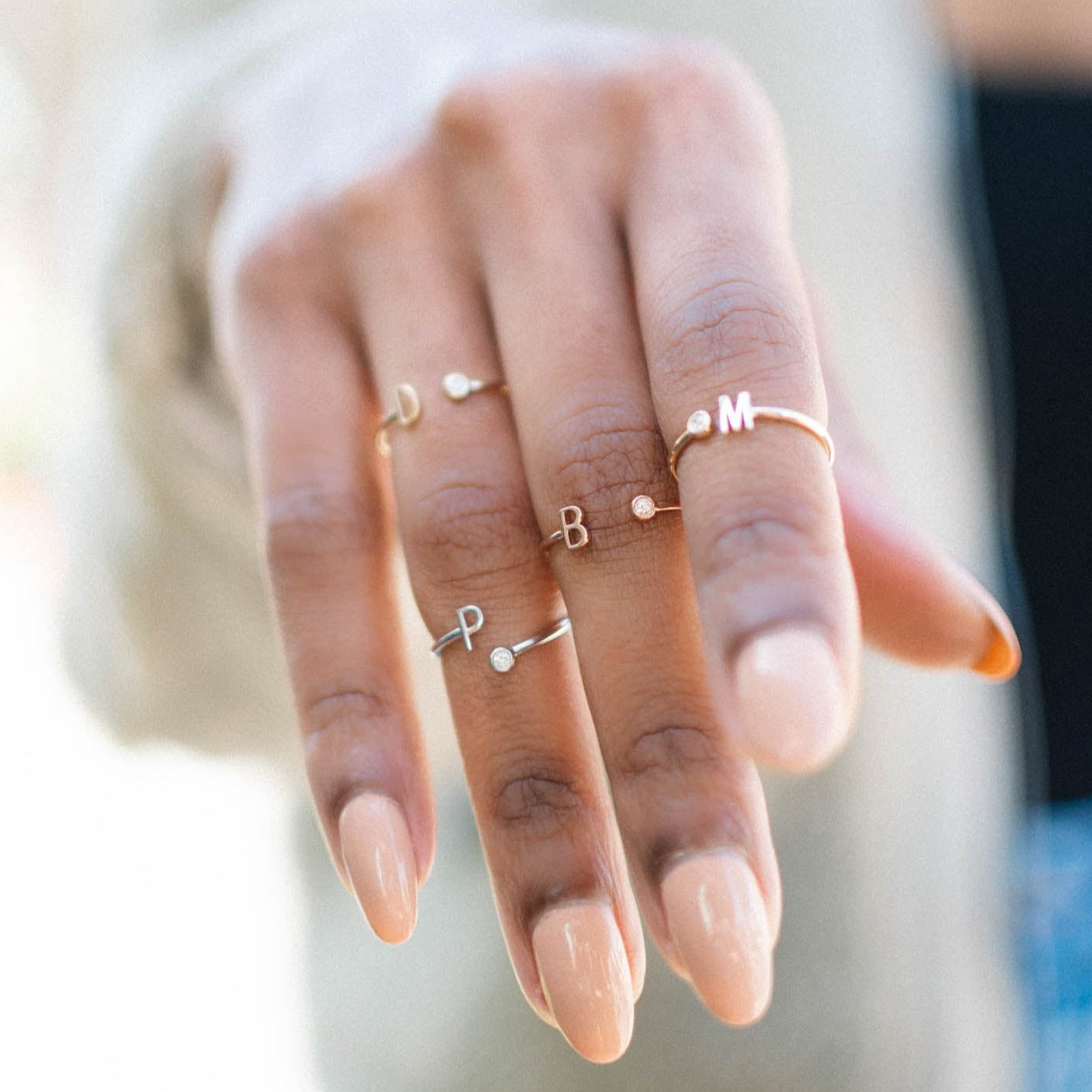 Initial Ring with Single Diamond - Happy Jewelers Fine Jewelry Lifetime Warranty