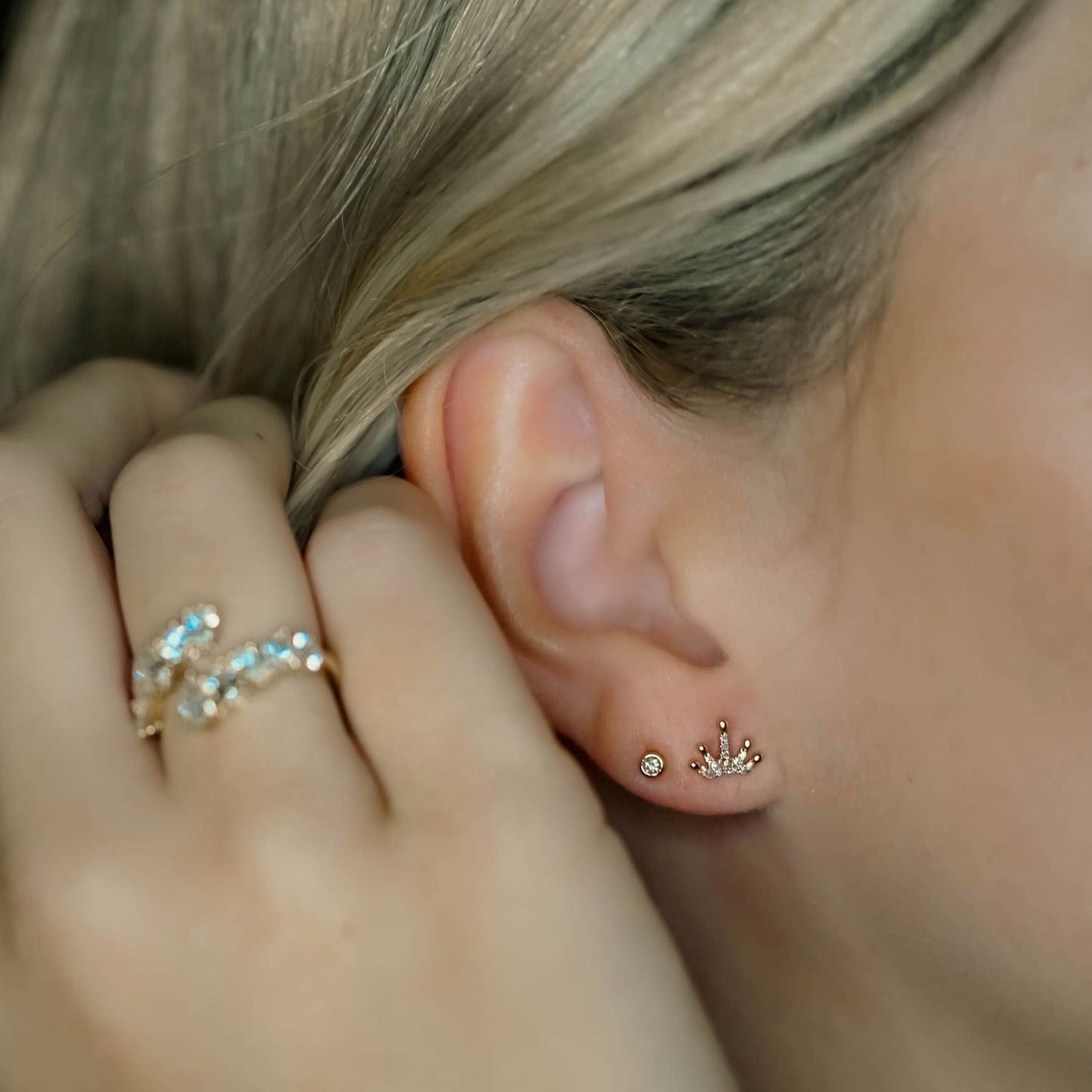 Load image into Gallery viewer, Diamond Bezel Stud Earrings - Happy Jewelers Fine Jewelry Lifetime Warranty
