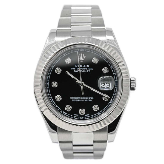 Load image into Gallery viewer, Rolex Men&amp;#39;s Datejust II Stainless Steel 41mm Black Stick Dial Watch Reference #: 116334 - Happy Jewelers Fine Jewelry Lifetime Warranty
