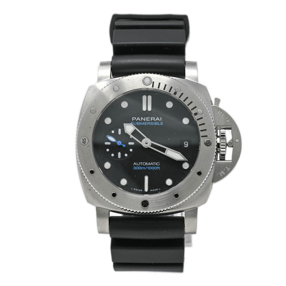 Panerai Mens Submerible Stainless Steel 42mm Black Dot Dial Watch Reference# PAM00973 - Happy Jewelers Fine Jewelry Lifetime Warranty