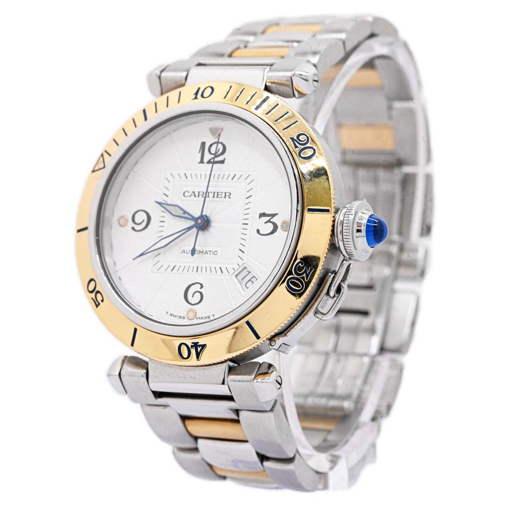 Load image into Gallery viewer, Cartier Unisex Pasha Diver Two Tone Yellow Gold and Stainless Steel White Dial Reference #: W31035T6 - Happy Jewelers Fine Jewelry Lifetime Warranty
