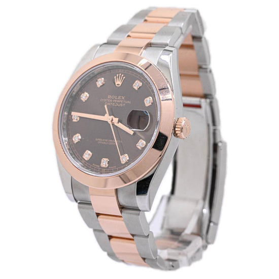 Rolex Men's Datejust Two Tone Rose Gold and Stainless Steel 41mm Chocolate Diamond Dial Watch Reference#: 126301 - Happy Jewelers Fine Jewelry Lifetime Warranty