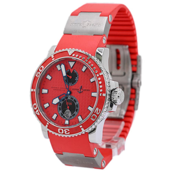 Ulysse Nardin Men's Maxi Marine Diver Stainless Steel 43mm Red Dial Watch Reference #: 263-33-3-96 - Happy Jewelers Fine Jewelry Lifetime Warranty