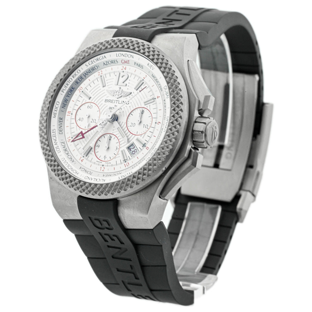 Breitling Men's Bentley GMT Titanium 45mm Silver Storm Stick Dial Watch Reference #: EB043335/G801-232S - Happy Jewelers Fine Jewelry Lifetime Warranty