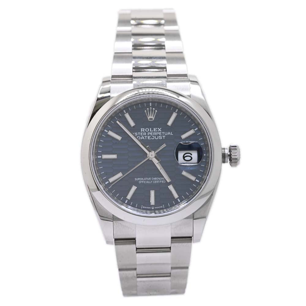 Load image into Gallery viewer, Rolex Unisex DateJust 36mm Bright Blue Fluted Motif Stick Dial Watch Reference #: 126200 - Happy Jewelers Fine Jewelry Lifetime Warranty
