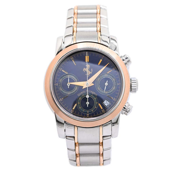 Load image into Gallery viewer, Girard Perregaux Men&amp;#39;s Two Tone Rose Gold and Stainless Steel Ferrari Chronograph 38mm Blue Chronograph Dial Watch Reference #: 8020 - Happy Jewelers Fine Jewelry Lifetime Warranty
