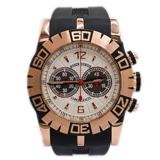 Roger Dubuis Men's Easy Diver Rose Gold 46mm White Chronograph Dial Watch Reference #: - Happy Jewelers Fine Jewelry Lifetime Warranty