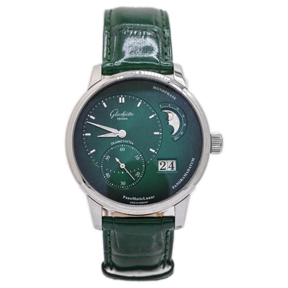 Glashutte Men's PanoMaticLunar Stainless Steel 40mm Green Dial Watch Ref# 1-90-02-13-32-02 - Happy Jewelers Fine Jewelry Lifetime Warranty