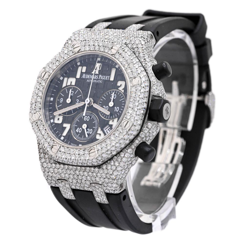 Audemars Piguet Ladies Stainless Steel 37mm Black Chronograph Dial Reference #: 26283ST.OO.D002CA.01 - Happy Jewelers Fine Jewelry Lifetime Warranty