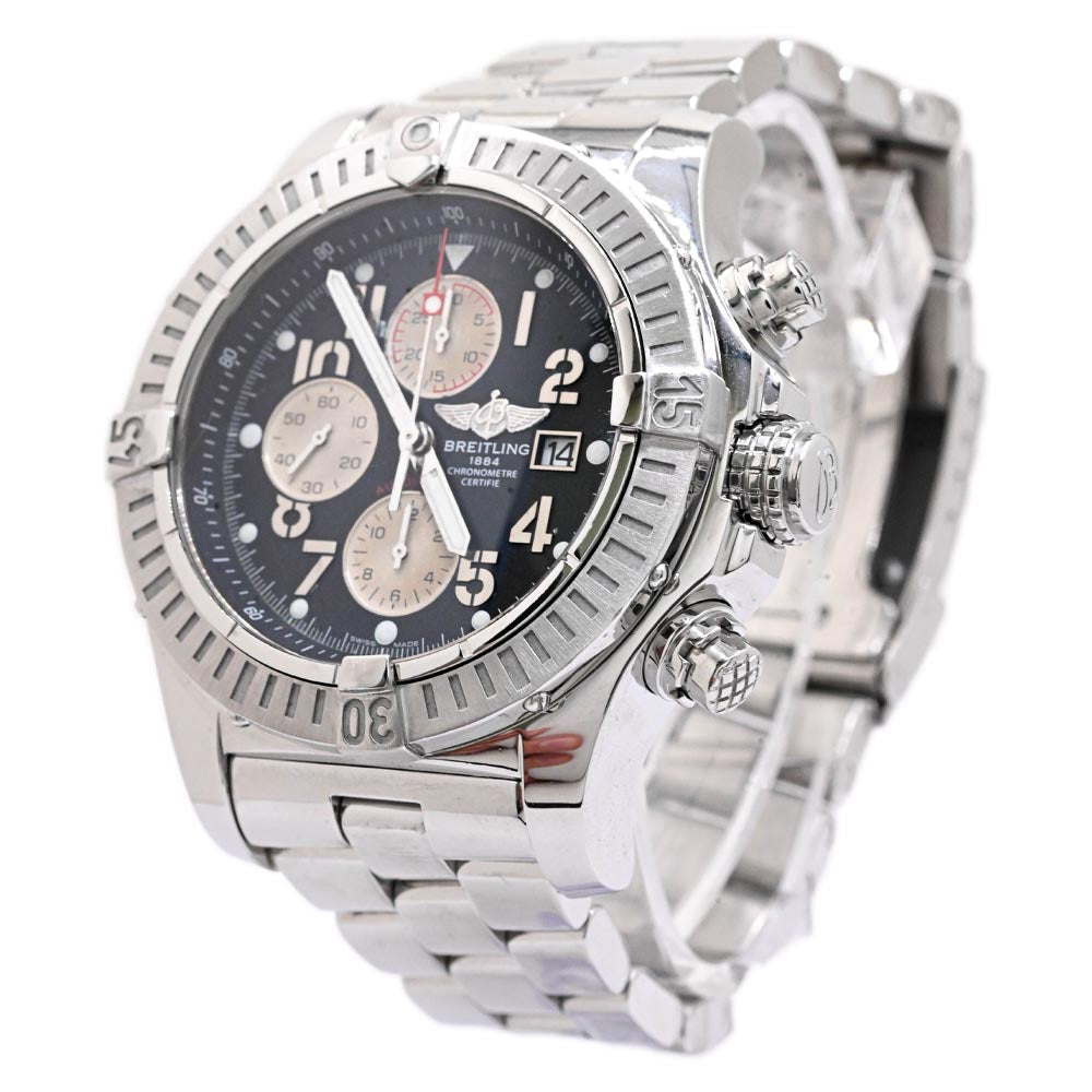 Breitling Men's Super Avenger Stainless Steel 48mm Black Chronograph Dial Watch Reference #: A13370 - Happy Jewelers Fine Jewelry Lifetime Warranty