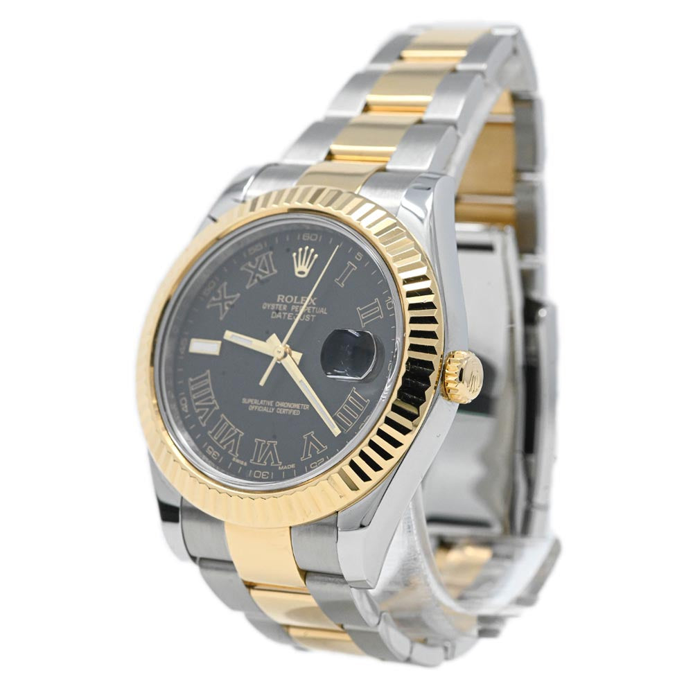 Rolex Men's Datejust II 18K Yellow Gold & Steel 41mm Black Roman Dial Watch Reference #: 116333 - Happy Jewelers Fine Jewelry Lifetime Warranty