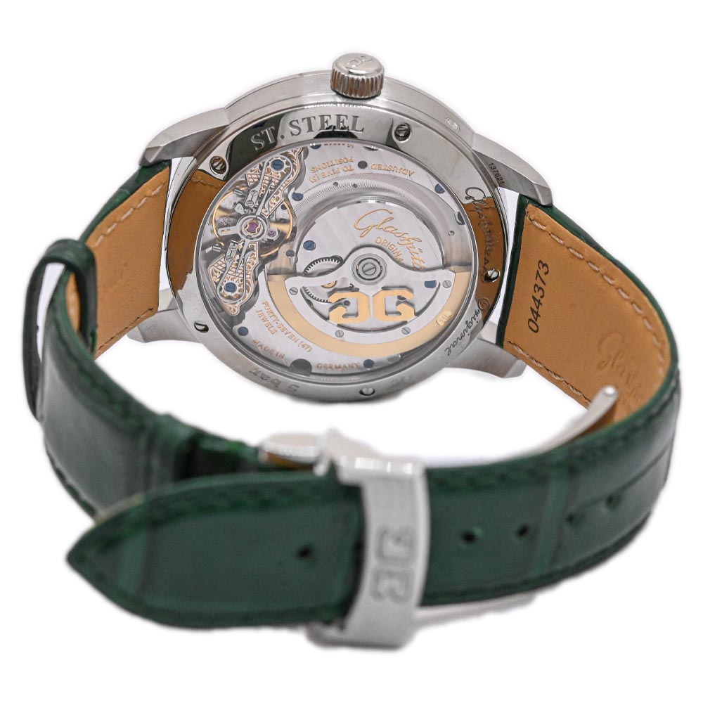 Glashutte Men's PanoMaticLunar Stainless Steel 40mm Green Dial Watch Ref# 1-90-02-13-32-02 - Happy Jewelers Fine Jewelry Lifetime Warranty