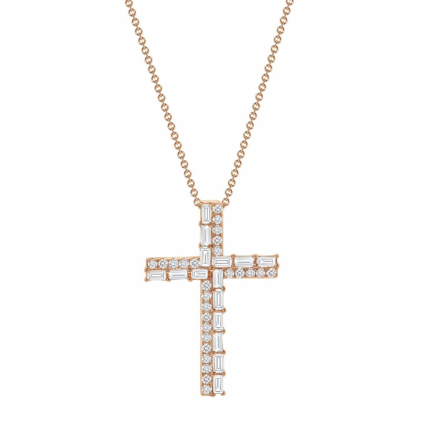 The Diamond Baguette Cross Necklace - Happy Jewelers Fine Jewelry Lifetime Warranty