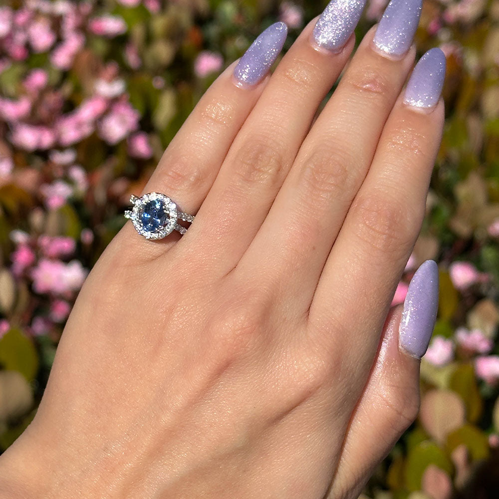 Oval Tanzanite Ring with Halo - Happy Jewelers Fine Jewelry Lifetime Warranty