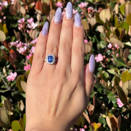 Emerald Sapphire Ring with Halo - Happy Jewelers Fine Jewelry Lifetime Warranty
