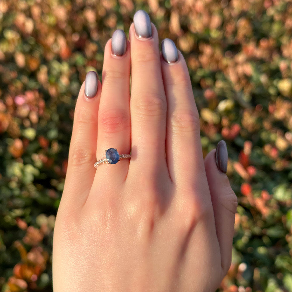 Oval Sapphire Ring with Hidden Halo - Happy Jewelers Fine Jewelry Lifetime Warranty