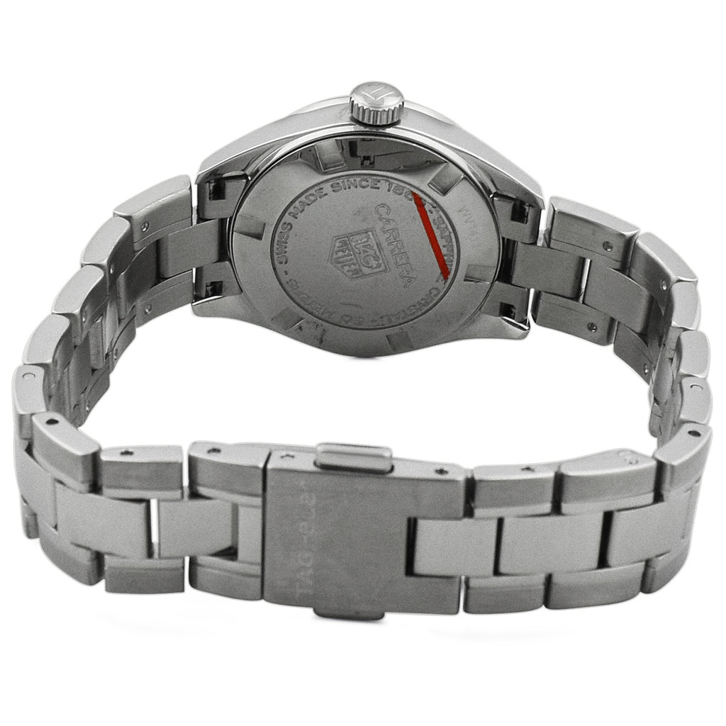 Tag Heuer Lady's Carrera Quartz Stainless Steel 27mm White MOP Diamond Dial Watch Reference #: WV1411.BA0793 - Happy Jewelers Fine Jewelry Lifetime Warranty