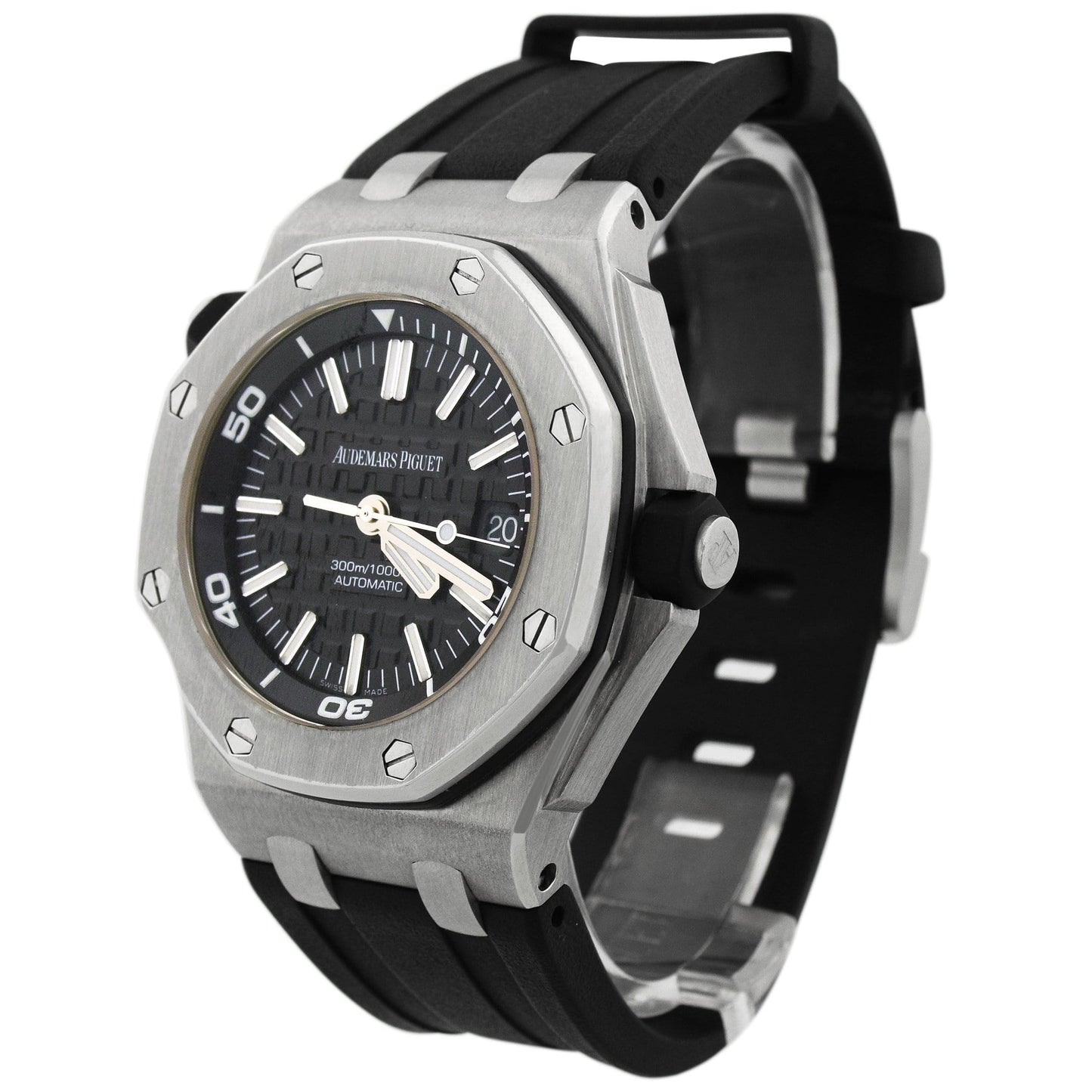 Load image into Gallery viewer, Audemars Piguet Men&amp;#39;s Royal Oak Offshore Diver Stainless Steel 42mm Black Stick Dial Watch Reference #: 15710.ST.OO.A002.CA.01 - Happy Jewelers Fine Jewelry Lifetime Warranty
